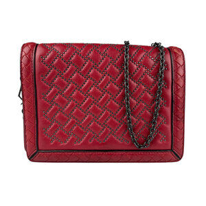 Bottega Veneta leather shoulder bag red